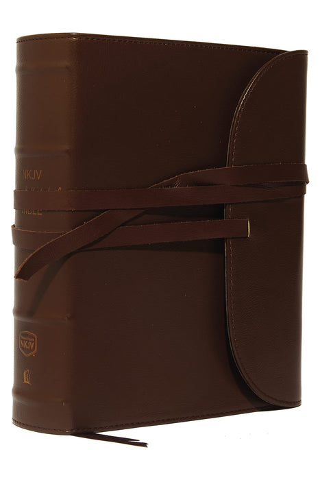 NKJV, Journal the Word Bible, Large Print: Reflect, Journal or Create Art Next to Your Favorite Verses (Premium Leather, Brown, Red Letter) : Reflect on Your Favorite Verses
