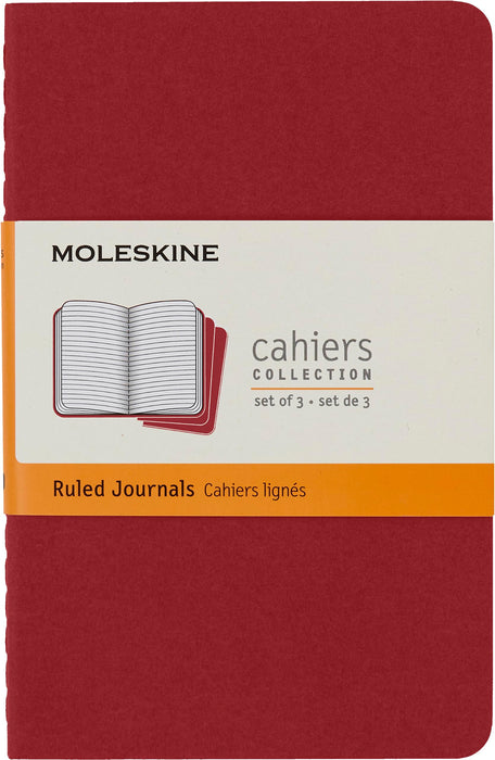 Moleskine Ruled Cahier - Red Cover (3 Set)