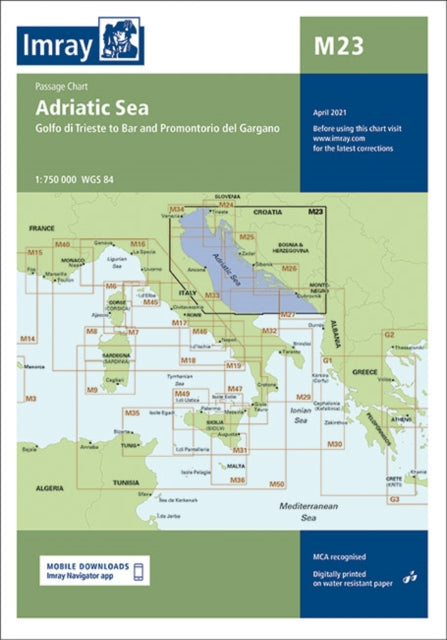 M23 Adriatic Sea Passage Chart : Golfo di Trieste to Bar and Promontorio del Gargano